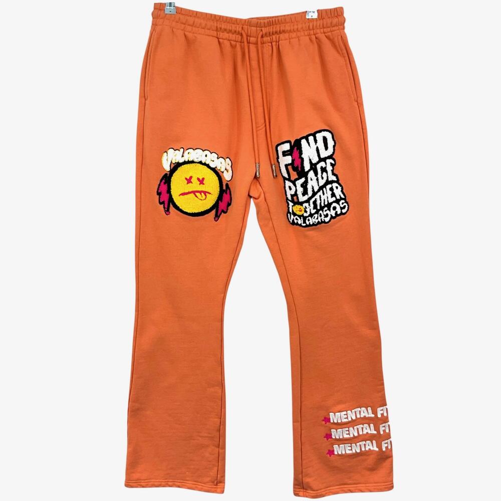 Valabasas Sweatpants Mens XL Orange Fleece Find Peace Together Mental Fitness